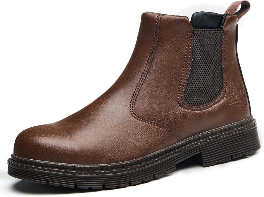 Steel Toe Boots for Men & Women, Slip On Work Boots for Construction
