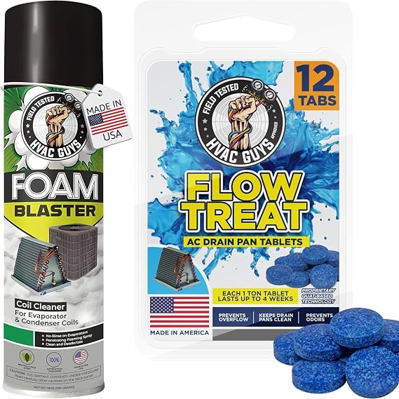 Leak Saver HVAC Guys Coil Cleaner + AC Drain Pan Tablets 12CT | Prevent Clogs, Overflow, Odors