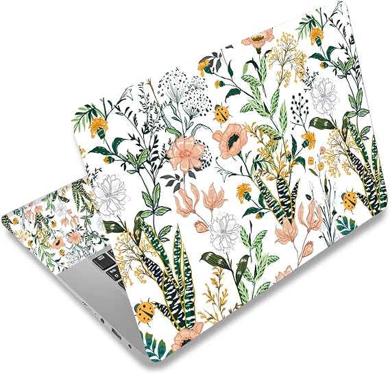 DINKY Laptop Skin Sticker Decal, 12" 13" 13.3" 14" 15" 15.4" 15.6 inch Laptop Universal Reusable Vinyl Skin Stickers Cover Art Decal Notebook PC Personalized Protector (Beautiful Floral)