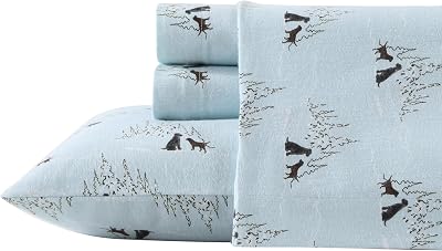 Eddie Bauer - Flannel Sheets Full Size, Anti-Pilling & Wrinkle Resistant Cotton, Touchably Soft for All-Season Comfort - Bed Sheets with Matching Pillowcases & Fitted Sheet Dog Friends Blue