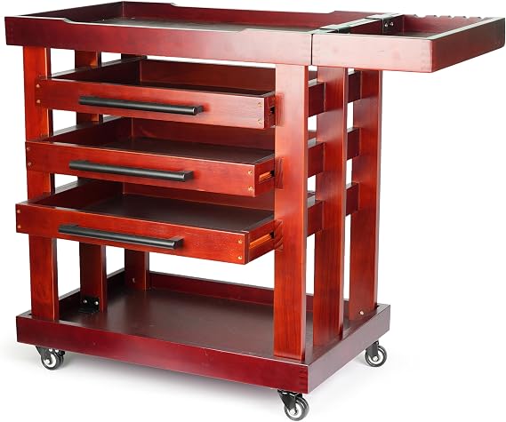 Phoenix Deluxe 5-Tier Artist Supplies Storage Cart, Rolling Art & Craft Storage Organizer with Lockable Wheels, Multi-Tier Utility Cart for Painting Supplies, Office, Classroom, Home Red Walnut