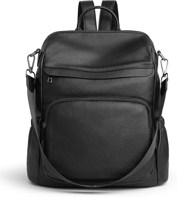 Anti-Theft Backpack Purse for Women, Convertible 3-in-1 Vegan Leather Backpack with Hidden Zipper, Adjustable Shoulder & Crossbody Bag for Travel and Daily Commute