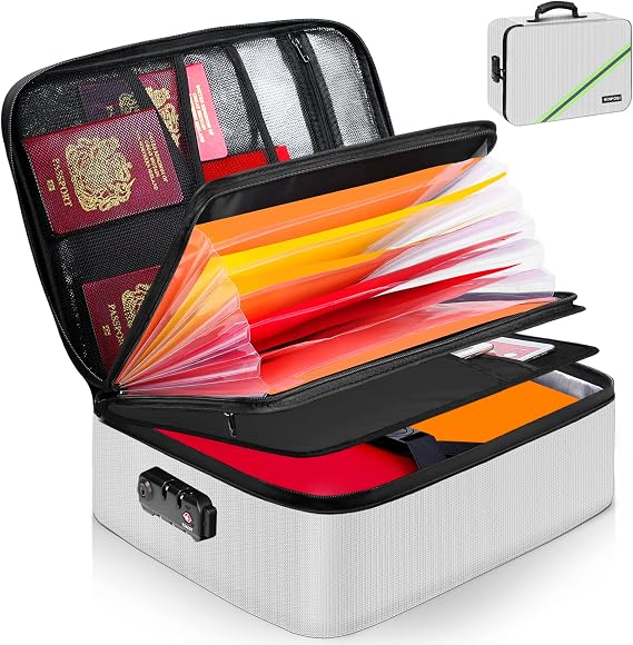 Noiposi 5200F Fireproof Document Box with Lock 16.1"x11.4"x4.3"