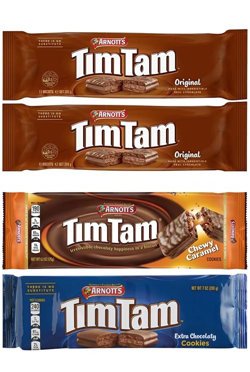 Sampler Tim Tam Biscuits - 4 Pack Full - Tam Original Chocolate with Chewy Caramel, Extra Chocolaty, Austalian Made Chocolate Cookie Biscuits