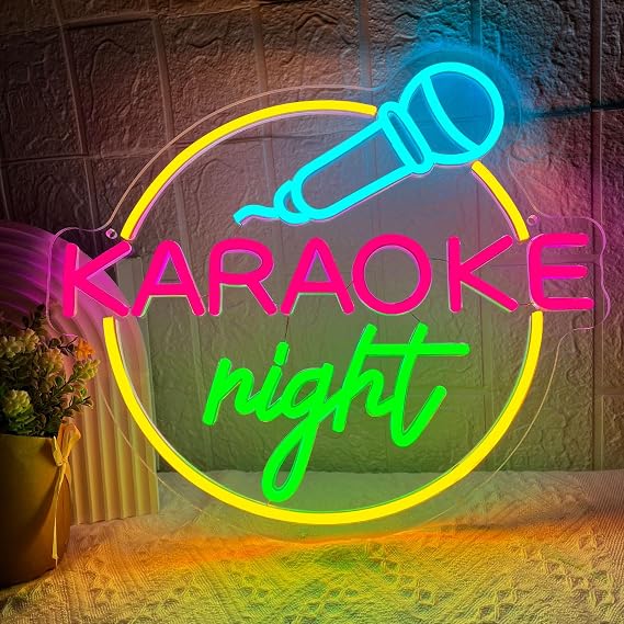 Karaoke Night Neon Sign Dimmbale Karaoke Neon Light for Music Room Decor
