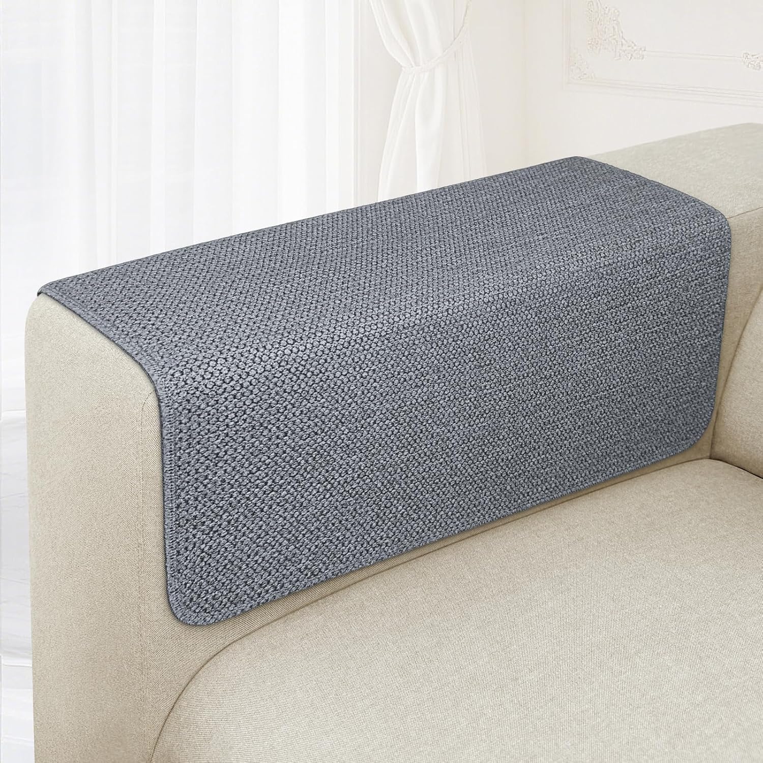 Couch Arm Covers, Waterproof Armrest Cover for Sofa, Loveseat, Armchair, Non-Slip Recliner Arm Cover, Sofa Arm Covers, Headrest Cover, Arm Chair Covers Set of 2 Dark Gray, 24×20