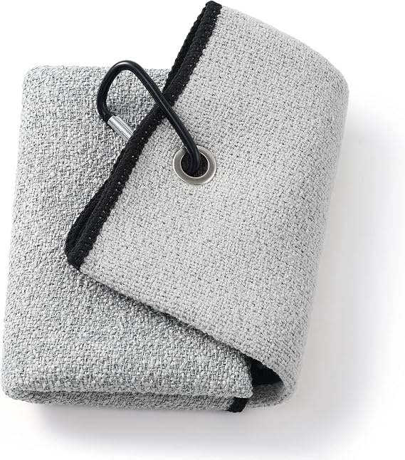 Mile High Life Tri-Fold Golf Towel, 2-in-1 Club & Ball Cleaner, Scratch-Free Scrubbing Side + Ultra-Soft Microfiber, Heavy-Duty Clip, Quick-Dry