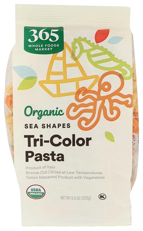 365 by Whole Foods Market, Organic Tri-Color Pasta, Sea Shapes, 8.8 Ounce