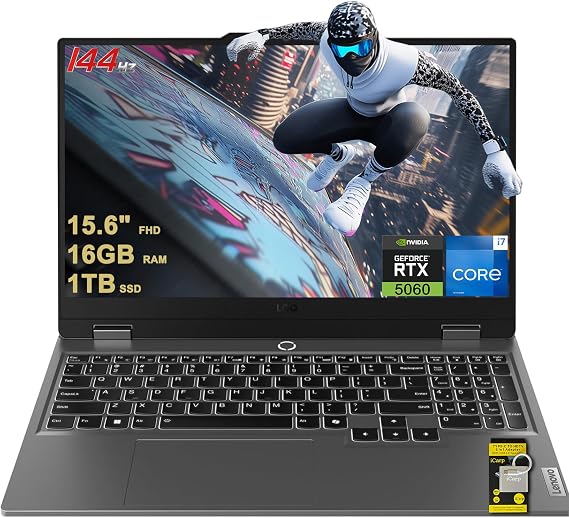 Lenovo LOQ Gaming Laptop 15.6" FHD IPS 144Hz (G-SYNC, 100% sRGB) Intel 14-core i7-13650HX 16GB RAM 1TB SSD GeForce RTX 5060 DLSS4 (440 AI Tops) Backlit Nahimic 5MP Privacy Camera Win11 ICP Acc