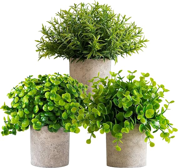 Small Fake Plants Decor Faux Plants Indoor for Office Desk Decor - Fake Plants Bedroom Aesthetic Modern Farmhouse Decor Fake Plants for Living Room Decor, Bathroom Decorations, Shelf, Coffee Table