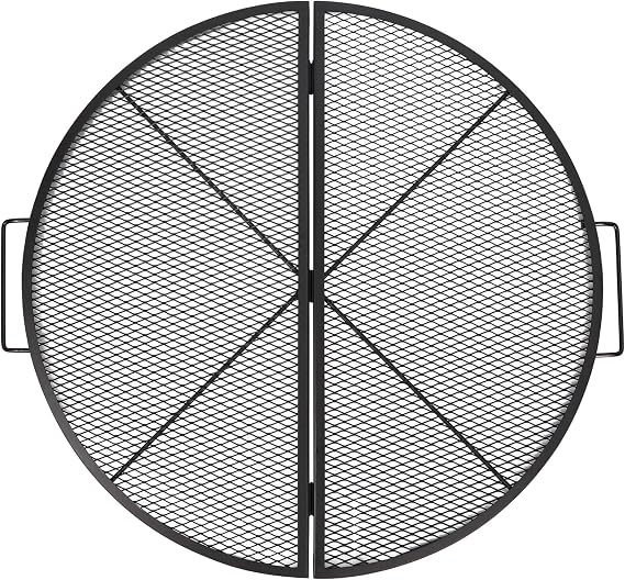 24 Inch X-Marks Folding Round Fire Pit Grill Grate with Handles