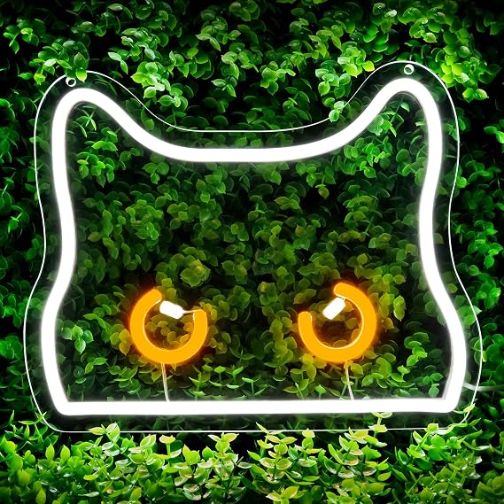 Cat Neon Signs for Wall Decor, Cat Art, Cat Wall Decor, Funny LED Sign, Cute Dimmable Neon Light for Children's Room Game Room Man Cave Birthday Christmas Decor, 11.81 x 9.57 Inches