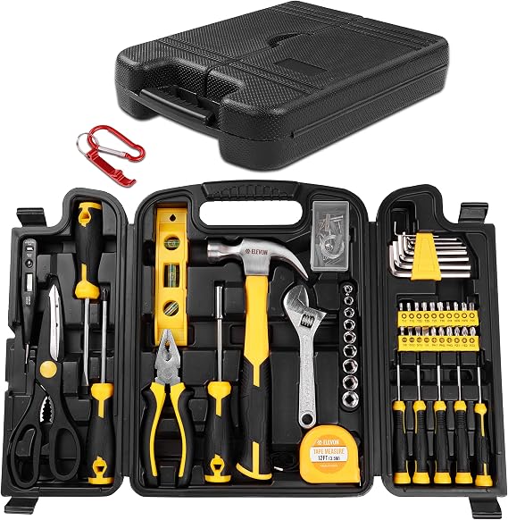 ELEVON Home Repair Tool Kit Socket Wrench General Home Auto Repair Tool Combination Package Mixed Tool Set Hand Tool Kit with Toolbox Storage Case 94 Piece