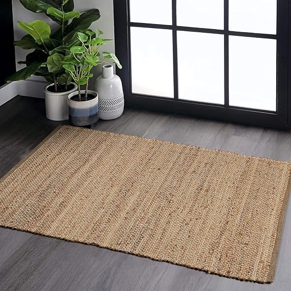Hausattire Jute Braided Boho Rug - Natural, 2x3 ft