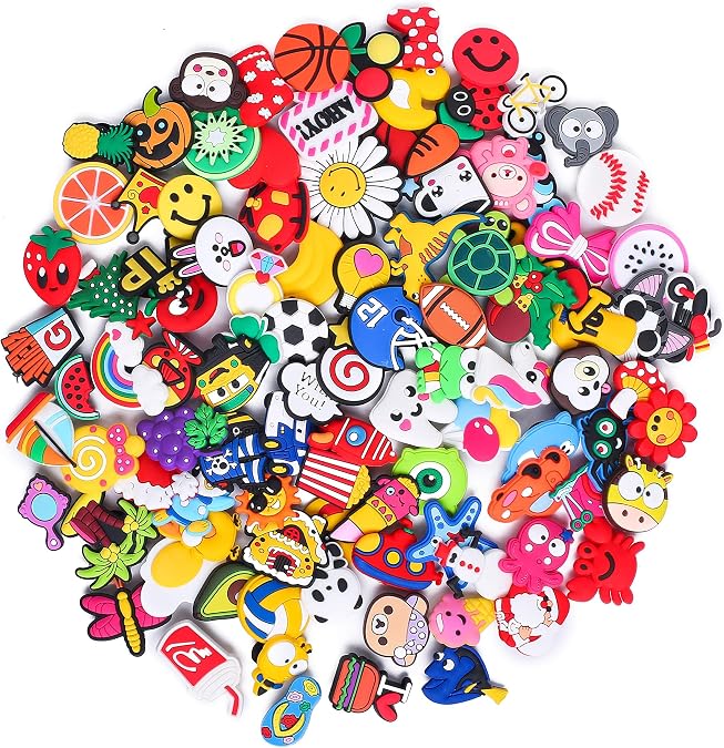 TANSWEET 30,50,100,125 pcs PVC Random Different Shape Shoe Charms for Shoe Decoration