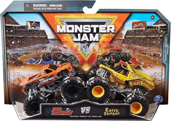 Monster Jam, Official Earth Shaker Vs. Bad Company Die-Cast Monster Trucks, 1:64 Scale, Kids Toys for Boys Ages 3 and up