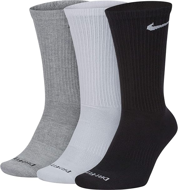 Nike Everyday Plus Lightweight Crew Socks, 3 Pair - SX6891 (Multi-Color 916, Large)