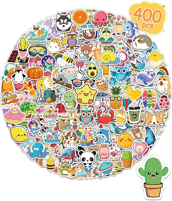 400 Pcs Stickers for Kids, Cute Vinyl Waterproof Stickers for Water Bottle