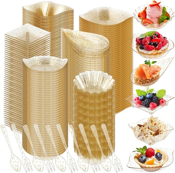 Tessco for you 1200 Pcs Mini Appetizer Plates Set Disposable, Gold