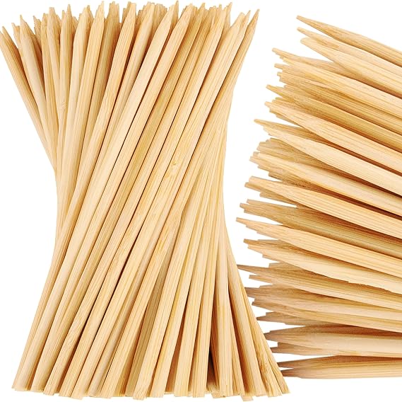 MalloMe XL Bamboo Skewers 6 Inch 100 pcs - 4mm Thick Bamboo Sticks - Heavy Duty Wooden Shish Kabob Skewers for Grilling - for Kebab BBQ Grill Hot Dog, Candy Apple Smores Sticks Wood Skewer Appetizers