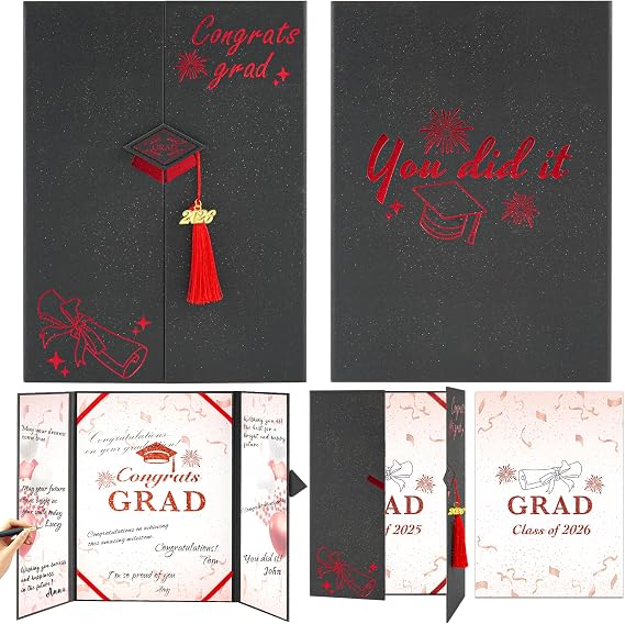AYGXU Graduation Guest Book 2026-guest Book for Graduation Party,Black red Gold Autograph Book with Tassel Class of 2026 Graduate Party Decorations,Graduation Signature Guest Book