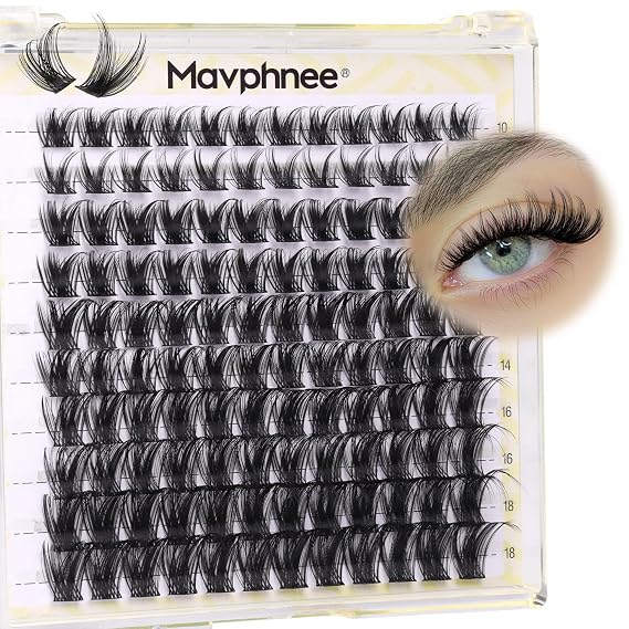Eyelash Clusters Wispy Lash Extensions Natural Individual Lashes D-Curly Cluster Lashes 10-18MM DIY at Home Cluster Eyelash Extensions 120 Pcs Eye Lash Clusters by Mavphnee