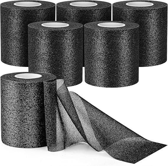 6 Rolls Pre Wrap Tape Athletic, 2.75 Inches x 12 Yards (Black)