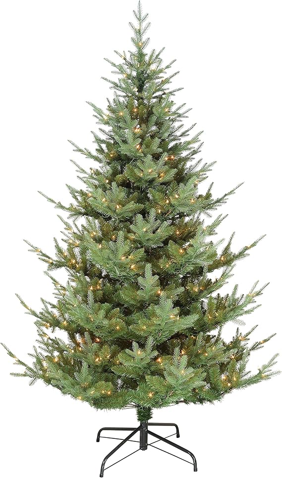 Puleo International Pre-Lit 7.5' Hillside Spruce Artificial Christmas Tree with 450 Lights, Green
