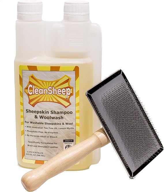 Sheepskin Cleaning Kit: Brush + Shampoo Bundle