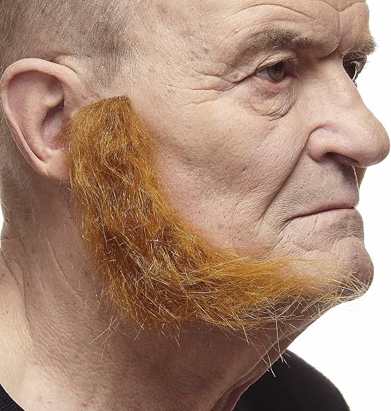 Mustaches Self Adhesive, Novelty, Realistic, L Shaped Fake Mutton Chops Sideburns, False Facial Hair, Costume Accessory for Adults, Ginger Color