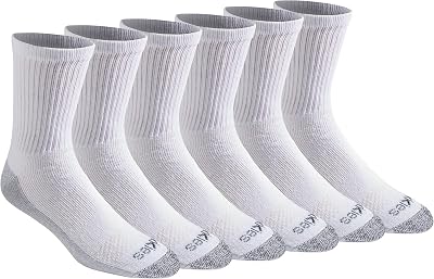 Dickies Mens Dri-Tech Mid-Crew Comfort Length Moisture Control Socks 6, 12 Pairs