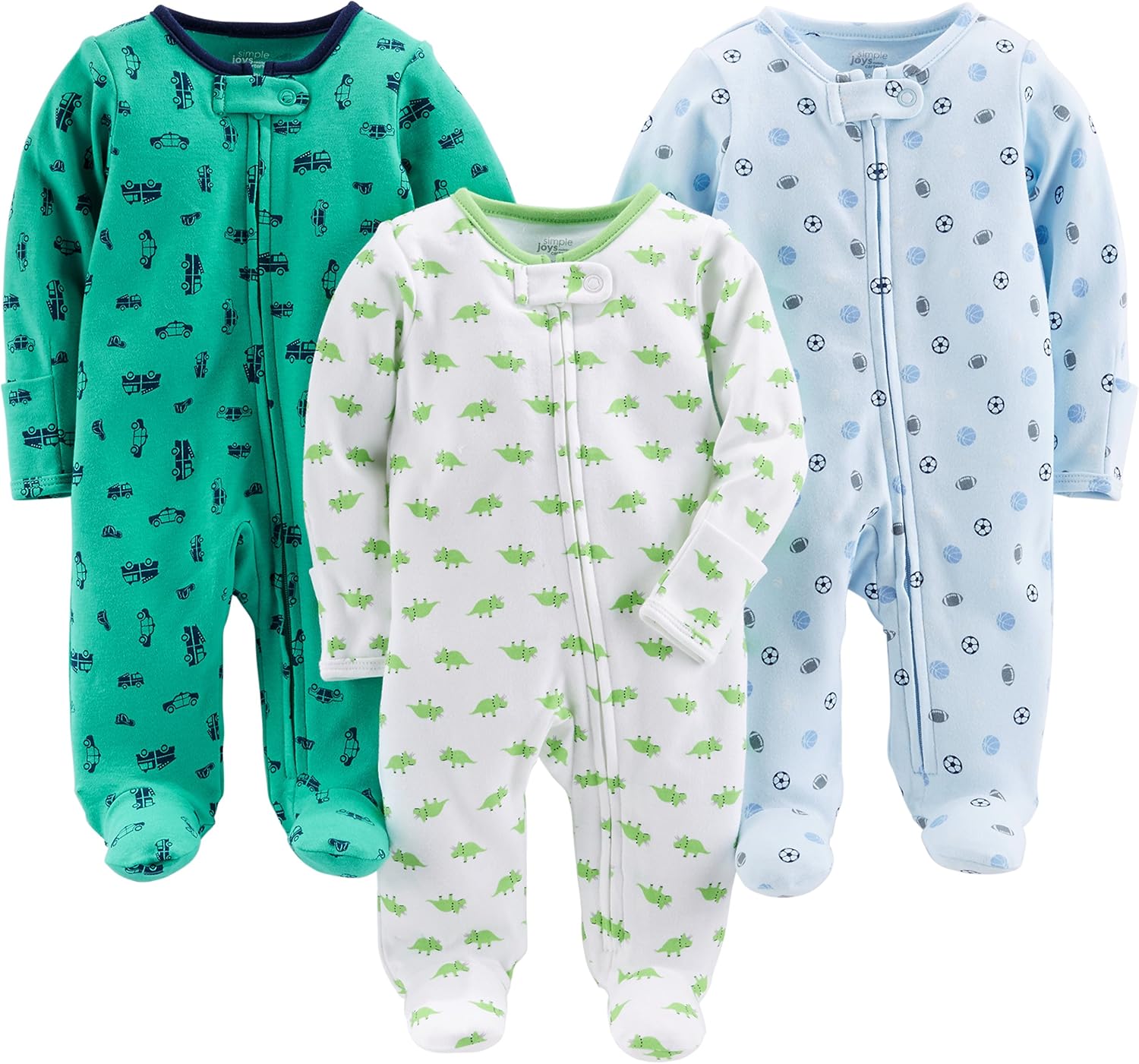 Simple Joys by Carter's Unisex Baby 3-Pack Neutral Sleep and Play Baby and Toddler Sleepers Pack of 3