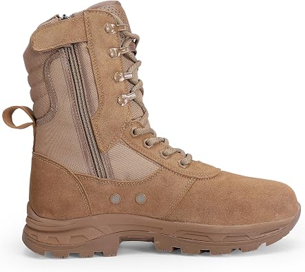 Men's Military Tactical Work Boots with Side Zipper, Puncture Resistant, Desert Combat, Army Jungle, 8 Inch Lightweight Hiking Boots