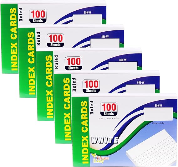 Index Cards, 4x6-Inch, Ruled, White, 100-Count per Package from Northland Wholesale. (5 Packs of 100)