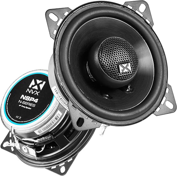 NVX NSP4 4" Car Speakers, 300W Max, 100W RMS, 2-Way Coaxial w/Silk Dome Tweeters & Built-in X-Overs, Easy to Install in Cars/Trucks/Doors (Pair)
