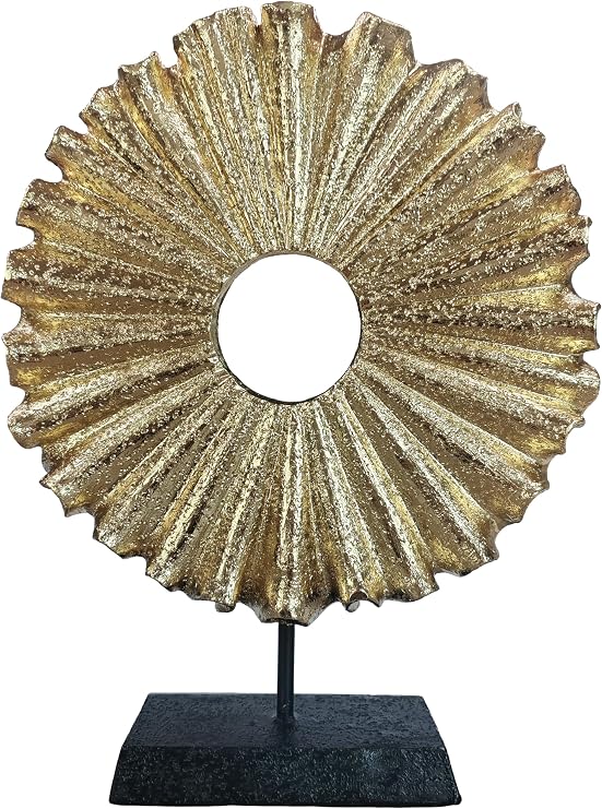 Modern Abstract Round Decorative Sculpture, Dining Living Room Desk Decor,Geometric Home Decor Statues,Shelf Top Decor Aesthetics, Coffee Tables or Office Shelves(Golden)
