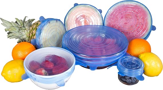 Kitchen + Home Silicone Stretch Lids - Set of 6 Silicone Food Saver Covers - BPA (1)