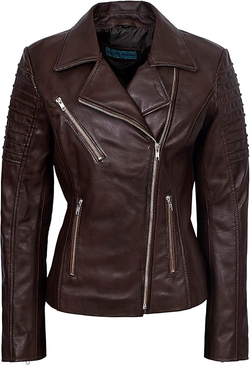 Ladies Real Leather Jacket Stylish Fashion Designer Soft Biker Motorcycle Style 9334