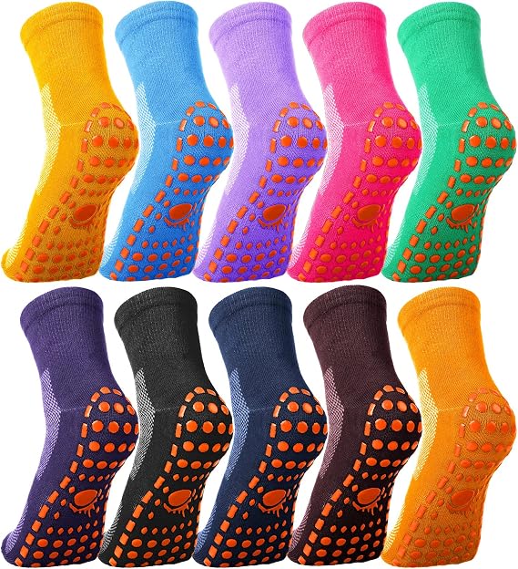 Geyoga 10 Pairs Non Slip Yoga Socks for Women Men
