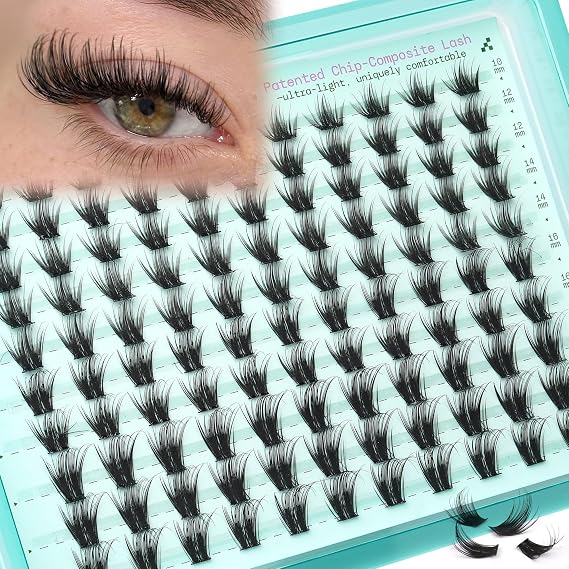 Wispy Lash Clusters 10-20mm Eyelash Clusters Natural Mascara-Look False Eyelashes Extensions Volume Individual Lashes D Curly Long DIY Cluster Eyelash Extensions by TOOCHUNAG