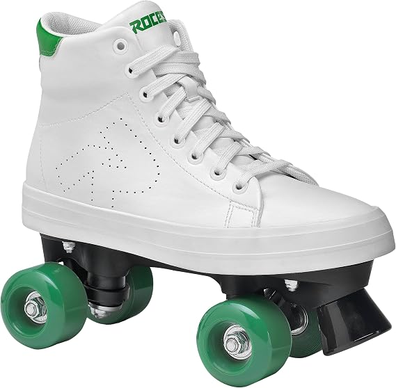 Roces Ace Street Quad Roller Skates, Comfortable Skates 4 Wheels, Women and Men, White/Green