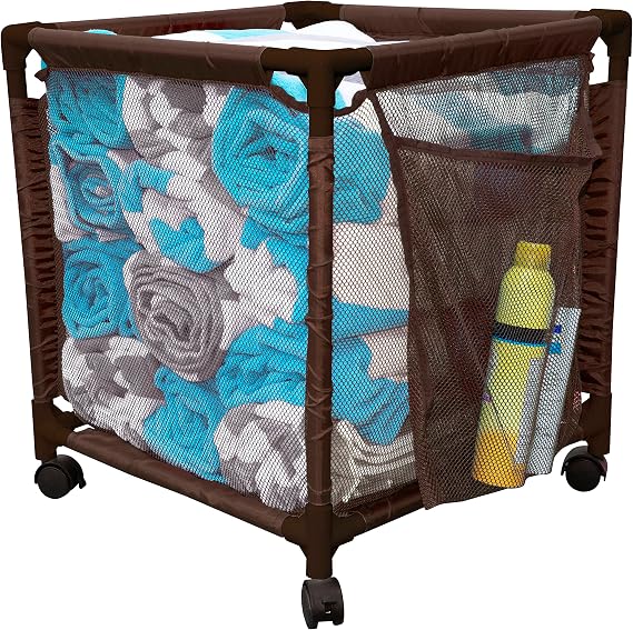 Rolling Pool Storage Small Organizer Bin, (18" W x 18" L x 20" H), Brown Style 417244